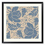Framed Art Print Floral Grapes and Buds Blue and Taupe by Mindy Sommers
