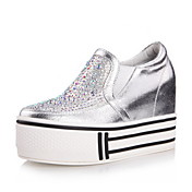 Specific Leather Platform Heel Sneakers With Rhinestone Casual Shoes(More Colors)