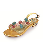 Specific Leather Flat Heel Sandals With Rhinestone Party/Evening Shoes