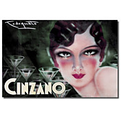 Printed Canvas Art Vintage Cinzano by Vintage Apple Collection with Stretched Frame