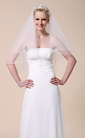 Two-tier Elbow Wedding Veil With Pencil Edge