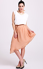 TS Asymmetric Slashed Hem Chiffon Skirt with Belt (More Colors)