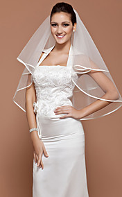 One-tier Tulle Elbow Wedding Veil With Ribbon Edge (More Colors Available)