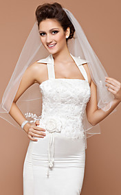 One-tier Fingertip Wedding Veil With Pencil Edge