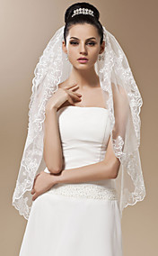 One-tier Tulle With Applique Fingertip Length Wedding Veil (More Colors)