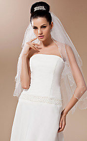 Two-tier Tulle With Pearls Fingertip Length Veil (More Colors)