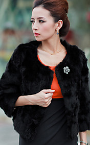 3/4 Sleeve Party/Evening Rabbit Fur Jacket (More Colors)