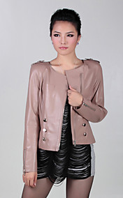 Long Sleeve Collarless Party/ Career Lambskin Leather Jacket (More Colors)