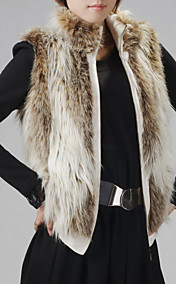 Standing Collar Evening/ Career High Quality Faux Fur Veat With Pockets
