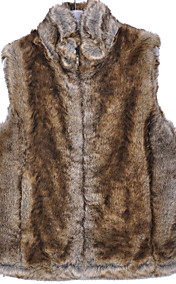 Hooded Collar Evening/ Career Imitation Mink Fur Veat