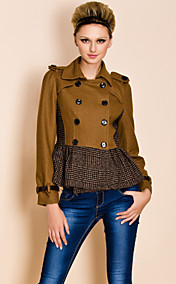 TS Military Style Fabric Stitching Tweed Coat