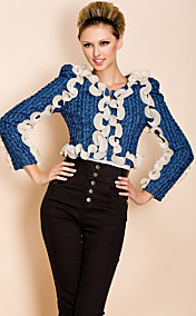TS Contrast Color Stereo Ruffle Jacket