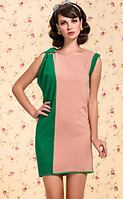 TS VINTAGE Contrast Color Side Fold Sheath Dress