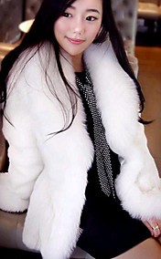 Long Sleeve Turndown Collar Casual/Evening Faux Fur Coat