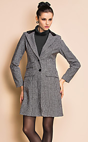TS Check Pattern Contrast Collar Slim Cut Coat