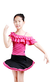 salón de baile dancewear de poliéster con volantes set top y falda de baile latino para los niños