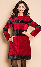 TS Contrast Color Round Neck Mid Coat