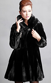 Long Sleeve Shawl Collar Mink Fur Evening/Career Coat