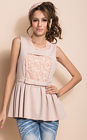 TS Floral Decor Sleeveless Ruffle Hem Blouse