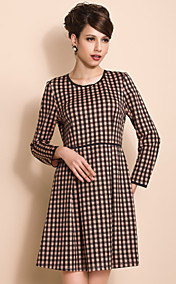 TS Simplicity Check Pattern Pleats Dress
