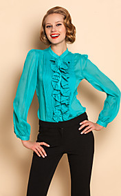 TS Ruffle Front Blusa Camisa