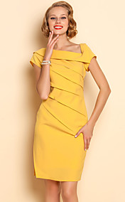 TS Slant воротник с лацканами складки платья Bodycon