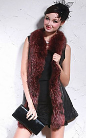 Fourrure de raton laveur Châle en cuir d'agneau Col Casual / Parti Vest (plus de couleurs)