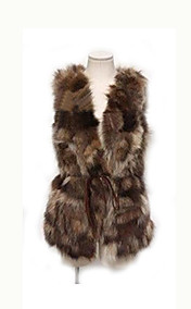 Gorgeous Collarless  Raccoon Fur Casual/Party Vest