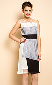 TS Contrast Color Sleeveless Slim Dress