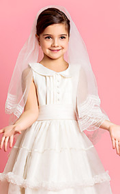 Elegent One-tier Wedding Flower Girl Veil With Lace Applique Edge