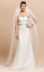 Elégant 2 Chapelle Voiles de mariage de calque avec fini / dentelle Applique bord