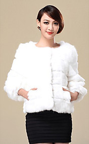 Nice 3/4 Sleeve Collarless Rabbit Fur Casual/Party Jacket(More Colors)