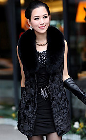 Fox Fur xaile da pele de carneiro Leather & Mink Fur Casual / Festa Vest