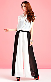 TS Cor Contraste Calças chiffon larga