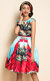 TS Ethnic Print Wasp Waist Swing Dress
