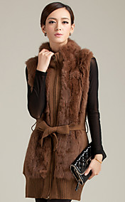 Turndown Collar Rabbit Fur & Knit Casual/Party Vest (More Colors)