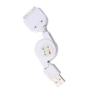  Retractable USB Cable for iPhone/iPod (White)