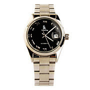  Stainless Steel Self-Winding Mechanical Wristwatch with Calendar For Men Silvery