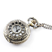  Hollow Engraving Pocket Watch with Necklace Chain