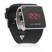  Silicone Band Women Men Unisex Jelly Sport Style Square LED Wrist Watch - Black
