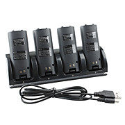  4-Port USB Charging Station + 4x1800mAh Rechargeable Batteries for Wii Remote (Black)