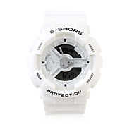  Waterproof Sporty Double Movement Digital Stop Watch with Night Light - White