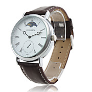  Japan PC Movement Silver Shell White Dial Brown Genuine Leather Watch