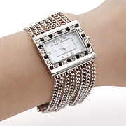  Women's PC Movement Silver Band White Dial Bracelet Watch with Czechic Diamond Decoration