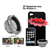  2x Telephoto Lens with Protective Back Case for iPhone 4