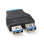  Dual USB 3.0 AF to IDE 20-Pin Adapter (Black)
