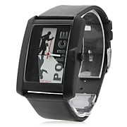  Unisex Leather Analog Quartz Wrist Watch 2354G (Black)