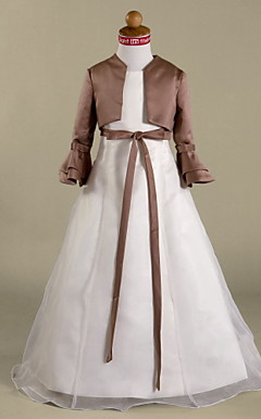 A-line Floor-length Satin  Organza Flower Girl Dress