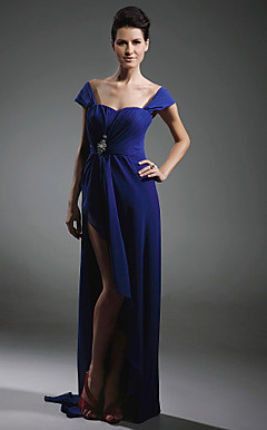 Chiffon Sheath/Column Off-the-shoulder Sweep Train Evening Dress inspired by Mariah Carey at Oscar