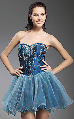 Ball Gown Sweetheart Short/ Mini Taffeta Tulle Cocktail Dress